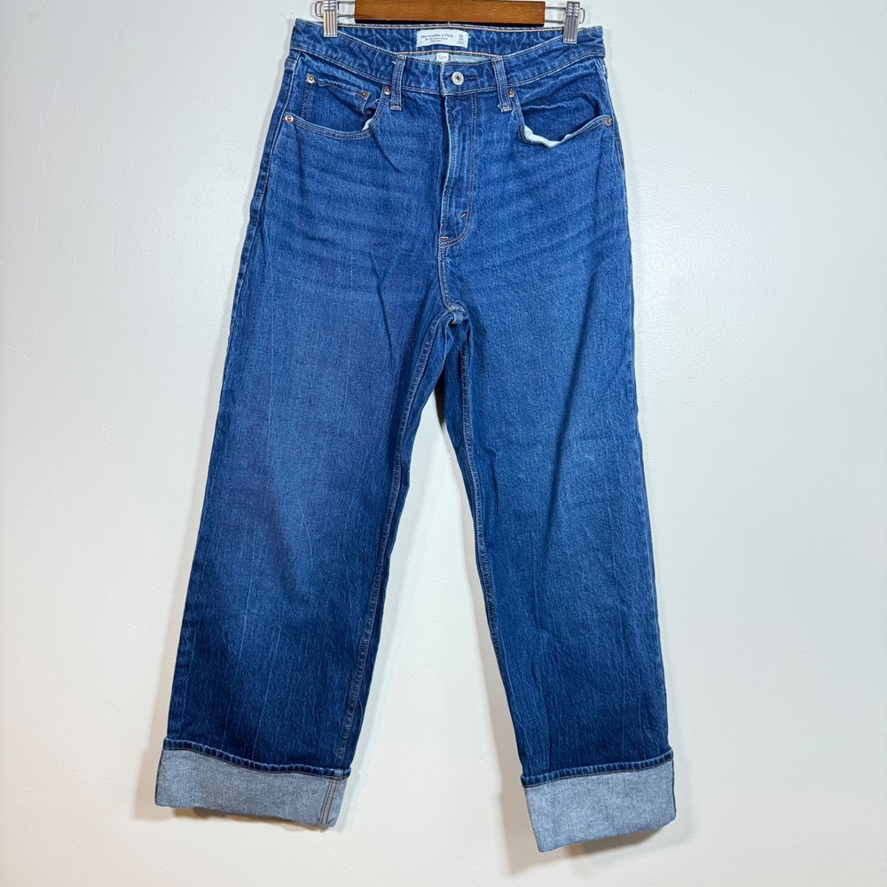 Abercrombie & Fitch 90s Relaxed Curve Love High Rise Jeans Size 30/10S Blue